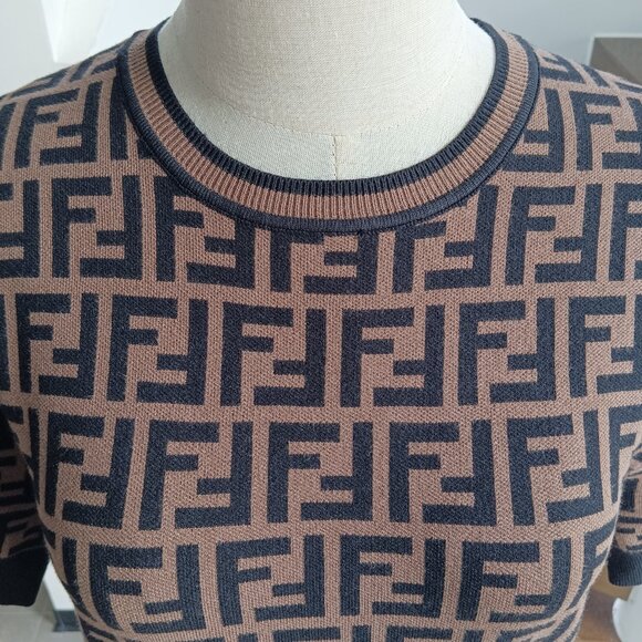 Fendi Brown FF Midi Dress - Picture 4 of 10